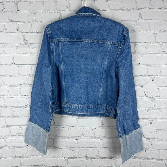 Hudson Jeans Women's Wide Cuffed Cropped Denim Jacket, Size Medium, Lt. Blue - Picture 9 of 15